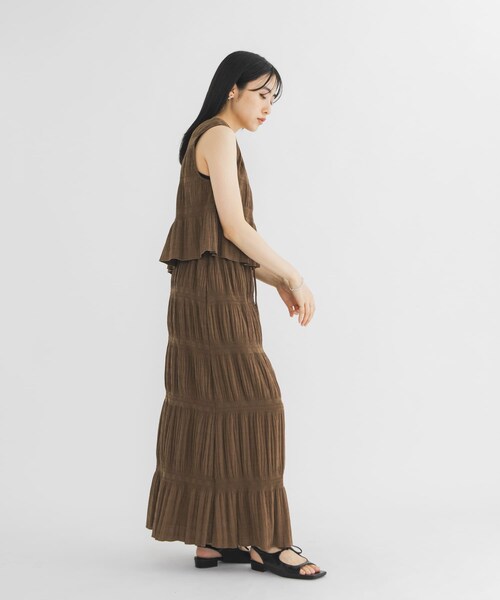 KBF（ケイビーエフ）の「マジョリカプリーツベストSETスカート（セットアップ・レディース・BROWN/KHAKI/BLACK・One）」の15枚目の写真