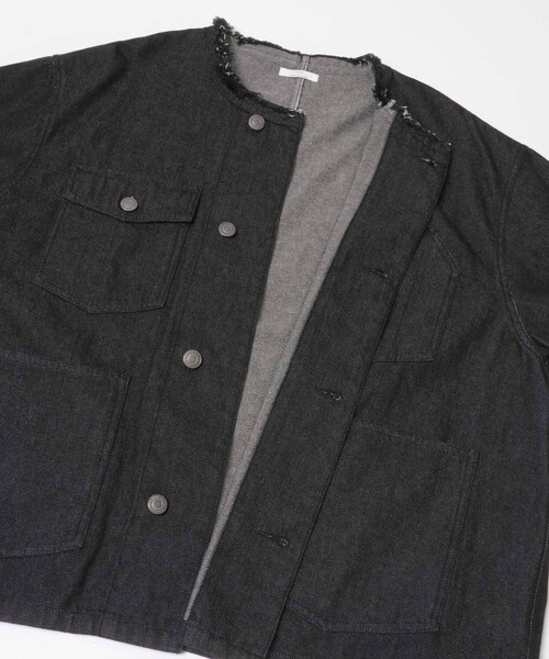ITEMS URBANRESEARCH(アイテムズ アーバンリサーチ)の「デニムオーバーノーカラージャケット(デニムジャケット・レディース・BLK/BRN/IDG・Free)」の14枚目の写真
