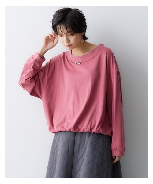 nissen（ニッセン）の「ＵＳＡコットン ゆるシルエットプルオーバー（毛玉防止・UVカット）＜大きいサイズ有＞（Tシャツ/カットソー・レディース・黒/ピンク/オフホワイト/青/ホワイト×黒ボーダー/グレイッシュブルー・L~LL相当/3L~4L相当/5L~6L相当/8L相当/10L相当）」の22枚目の写真