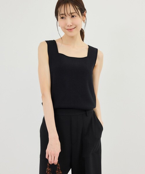 ROPE' PICNIC（ロペピクニック）の「スクエアネックニットタンクトップ（タンクトップ・レディース・ブラック/キナリ/ダークブラウン/クリーム・F）」の11枚目の写真