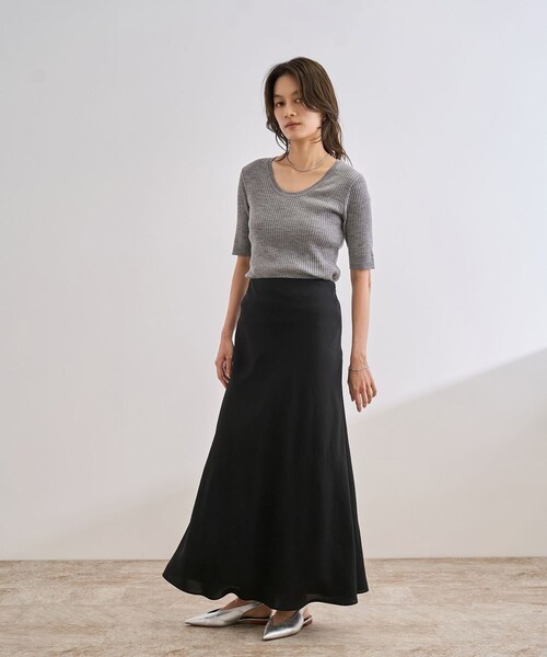ROPE'(ロペ)の「ワイドリブラウンドネック スーパーメリノウール ニット/イージーケア(ニット/セーター・レディース・ブラック/グレー/オフホワイト・F)」の14枚目の写真