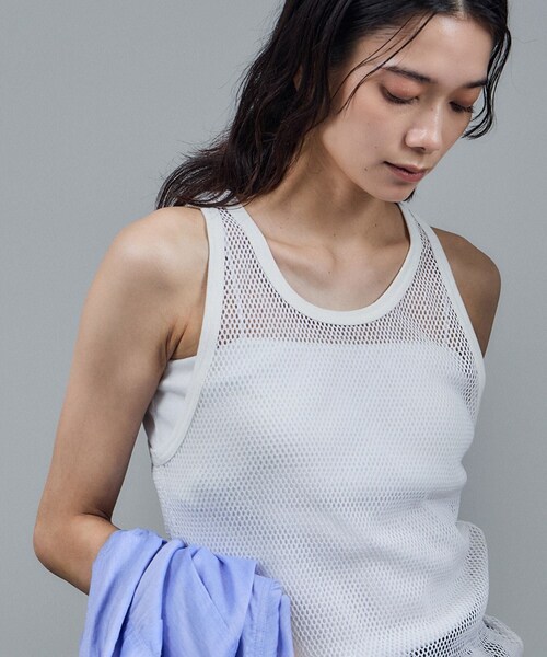 ADAM ET ROPE'（アダムエロペ）の「【IRONING（アイロニング）】mesh tank top（タンクトップ・レディース・ホワイト・F）」の8枚目の写真