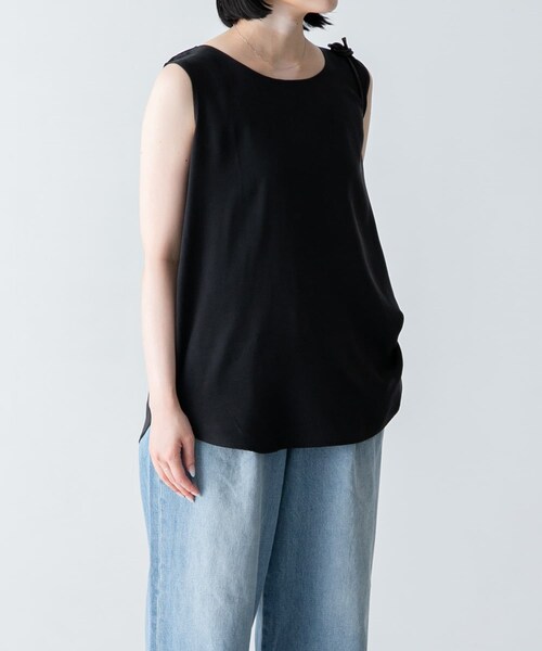 かぐれ（カグレ）の「フィブリルタフタタンクトップ（タンクトップ・レディース・BLACK/CAMEL・FREE）」の5枚目の写真