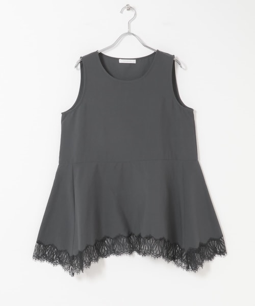 URBAN RESEARCH ROSSO（アーバンリサーチロッソ）の「CHIGNON　ヘムレースサテンタンクトップ（タンクトップ・レディース・OWHITE/BLACK・Free）」の2枚目の写真