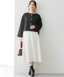 7days Life Styling | 【レディーススーツ】＜OTOさんコラボ＞ボトムが選べるセットアップスーツ（ノーカラージャケット＋ワイドパンツまたはロング丈フレアスカート）（ストレッチウール調シリーズ）＜大きいサイズ有＞(スーツセット)