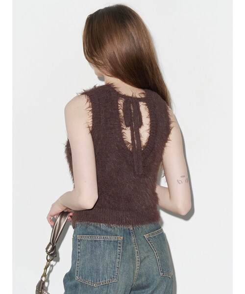 EVRIS（エヴリス）の「ファンシーヤーンノースリニットトップス（タンクトップ・レディース・アイボリー/ブルー/ブラウン・F）」の20枚目の写真