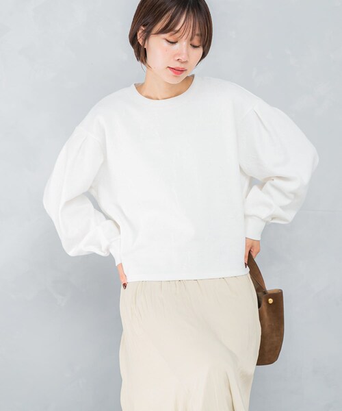 URBAN RESEARCH ROSSO（アーバンリサーチロッソ）の「タックスリーブジャガードスウェット（スウェット・レディース・WHITE/BLACK・FREE）」の3枚目の写真