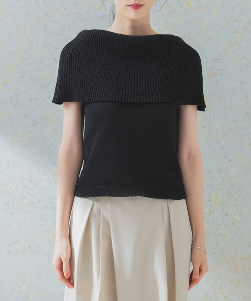 URBAN RESEARCH ROSSO（アーバンリサーチロッソ）の「ドライタッチオフショルダーニット（ニット/セーター・レディース・L/BEIGE/CAMEL/BLACK・FREE）」の8枚目の写真