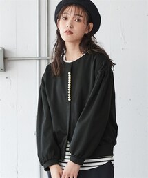 nissen | 大きいサイズゆるシルエットやわらかデザインジャケット(ノーカラージャケット)