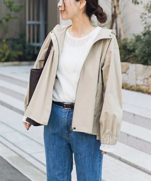 URBAN RESEARCH DOORS（アーバンリサーチドアーズ）の「撥水バックギャザーフードジャケット（テーラードジャケット・レディース・BEIGE/PINKBEIGE/NAVY・Free）」の15枚目の写真