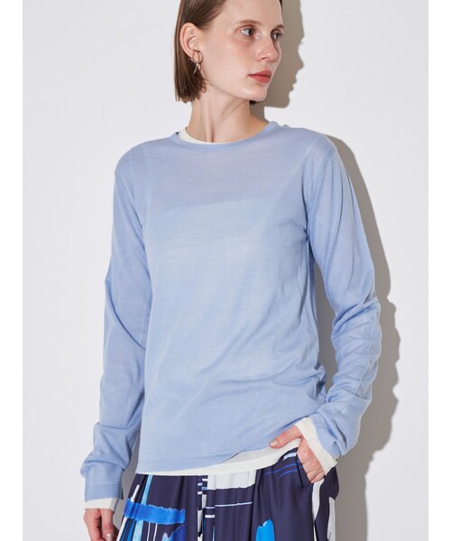 ELENDEEK(エレンディーク)の「WOOL SHEER LONG-T KT(ニット/セーター・レディース・オフホワイト/ブラック/ピンク/イエロー/ブルー・F)」の9枚目の写真