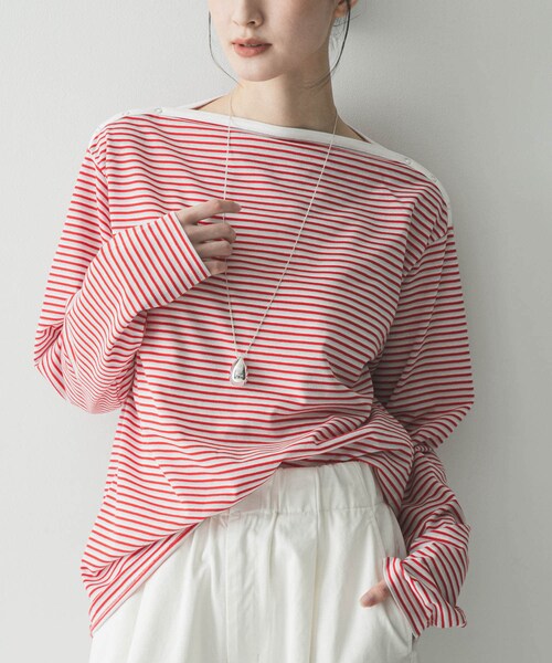 URBAN RESEARCH(アーバンリサーチ)の「マルチボーダー2WAYカットソー(Tシャツ/カットソー・レディース・RED/BEIGE/OFF WHITE・Free)」の22枚目の写真