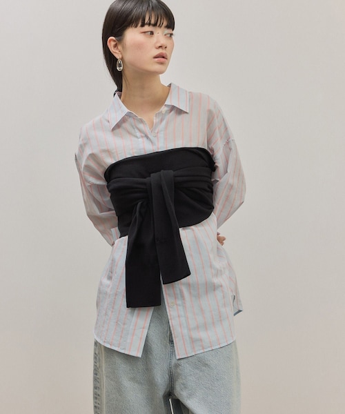 ADAM ET ROPE'（アダムエロペ）の「ボレロニットビスチェ（ベスト・レディース・ブラック/グレー・F）」の3枚目の写真