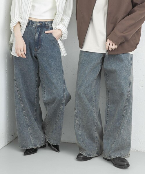 SENSE OF PLACE by URBAN RESEARCH（センスオブプレイスバイアーバンリサーチ）の「『ユニセックス』ケミカルバギーワイドデニムパンツ（デニムパンツ・メンズ・BLACK/NAVY/INDIGO・M/L）」の5枚目の写真