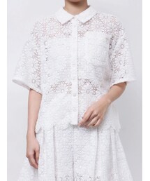 CALNAMUR | FLOWER LACE HALF SLEEVE SHIRTS/フラワーレースハーフスリーブシャツ(シャツ/ブラウス)
