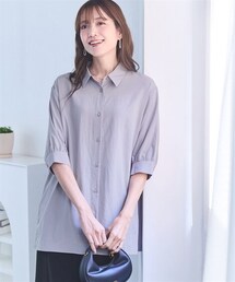 nissen | ＜大きいサイズ＞【ドライワッシャー】後プリーツシャツチュニック（吸汗速乾）(チュニック)