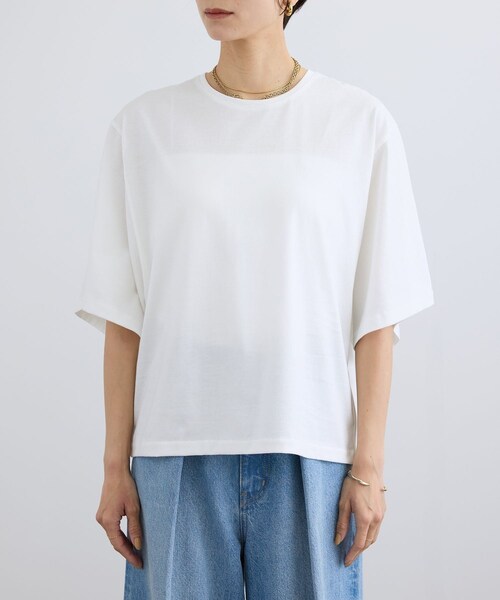 ADAM ET ROPE'(アダムエロペ)の「プリマベールハーフスリーブTシャツ / UVケア(Tシャツ/カットソー・レディース・ブラック/オフホワイト/キャメル・F)」の22枚目の写真