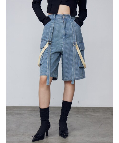 EMODA（エモダ）の「【Dickies別注】ポケットハングベルトハーフパンツ（その他パンツ・レディース・グレー/インディゴ・S/M）」の4枚目の写真