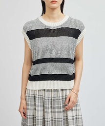 ROPE' | モノトーン透かし柄ニットベスト(ベスト)