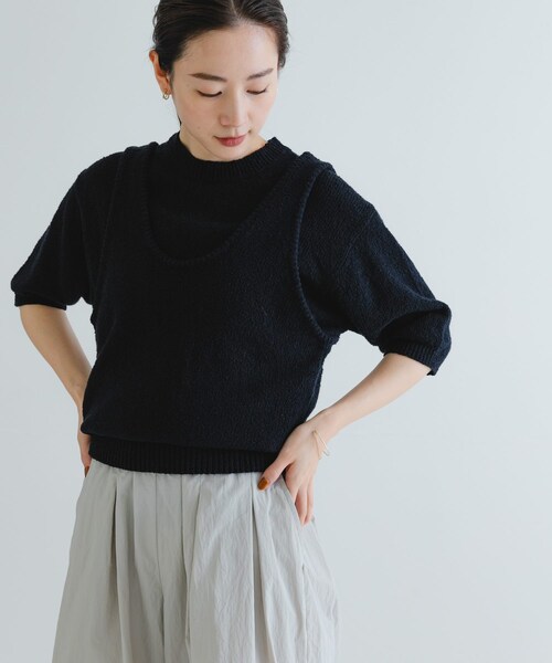 URBAN RESEARCH(アーバンリサーチ)の「ブークレハーフスリーブニット(ニット/セーター・レディース・NAVY/RED/OFF・FREE)」の19枚目の写真