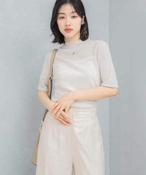 URBAN RESEARCH ROSSO（アーバンリサーチロッソ）の「ラメシアーカットソー（Tシャツ/カットソー・レディース・OFF/MAUVE/BLACK・FREE）」の7枚目の写真