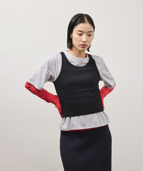 ADAM ET ROPE'(アダムエロペ)の「3レイヤードジャージートップス(Tシャツ/カットソー・レディース・ブラック系/グレー系・F)」の13枚目の写真