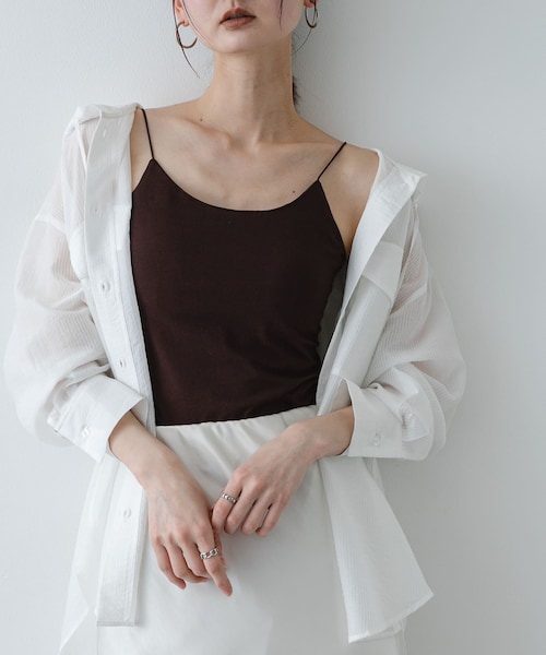 SENSE OF PLACE by URBAN RESEARCH（センスオブプレイスバイアーバンリサーチ）の「シアーフーディシャツ（シャツ/ブラウス・レディース・OFF WHITE/BLACK/YELLOW・One）」の5枚目の写真