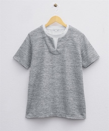 nissen | スラブ杢重ね着風Tシャツ【３L以上お腹ゆったり】(Tシャツ/カットソー)