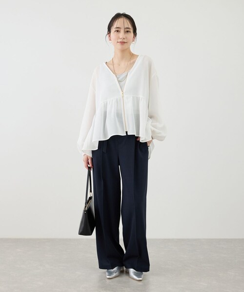 ROPE' PICNIC(ロペピクニック)の「メッシュペプラムブルゾン(ブルゾン・レディース・ブラック/ホワイト/ベージュ系/ネイビー・F)」の14枚目の写真