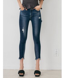 GYDA | H/W Square Back rippedスキニーデニムパンツ(デニムパンツ)