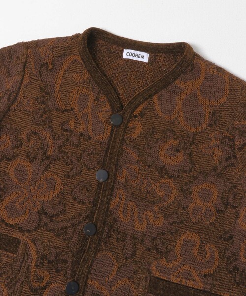 THE GOODLAND MARKET（ザグッドランドマーケット）の「米富繊維　GOBELIN JACQUARD KNIT JACKET（カーディガン/ボレロ・レディース・BROWN/BEIGE・FREE）」の5枚目の写真