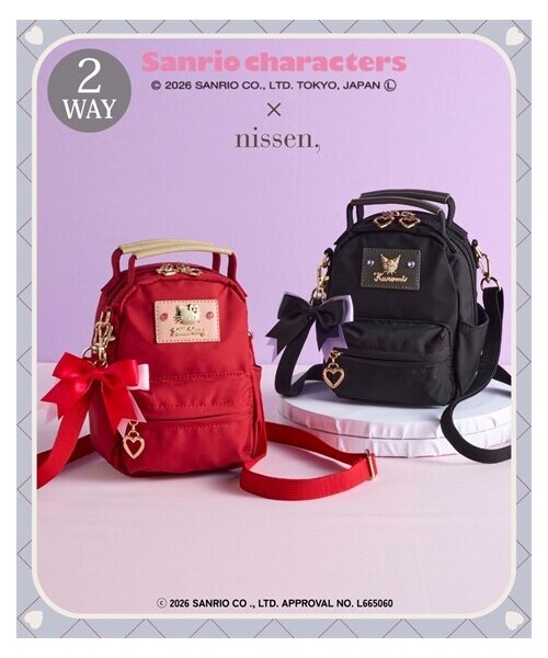 nissen（ニッセン）の「サンリオキャラクターズ　２WAYミニショルダーバッグ（リボンチャーム付）（ショルダーバッグ・メンズ・ハローキティ(レッド)/クロミ(ブラック)・Y）」の2枚目の写真