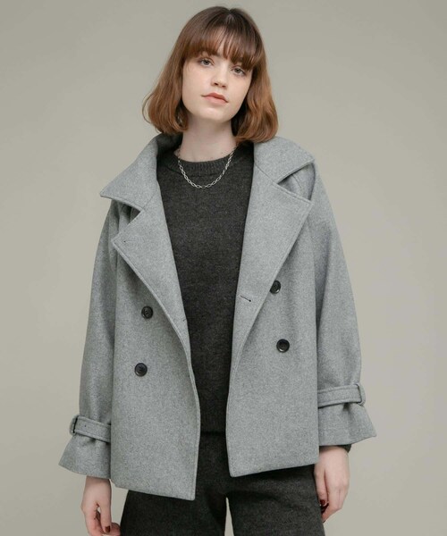 URBAN RESEARCH Sonny Label（アーバンリサーチサニーレーベル）の「メルトンジャージースタンドカラーコート（テーラードジャケット・レディース・チャコール/グレー/ベージュ・FREE）」の15枚目の写真