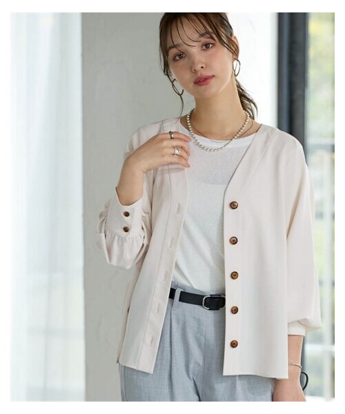 nissen（ニッセン）の「【しわシャキ】裾スリットシャツカーディガン（防しわ・形態安定・接触冷感・UVカット）＜大きいサイズ有＞（カーディガン/ボレロ・レディース・ラテホワイト/チャコール/モカブラウン/サンドベージュ★26秋新色・S/M/L/LL/3L/4L/5L/6L/8L/10L）」の6枚目の写真