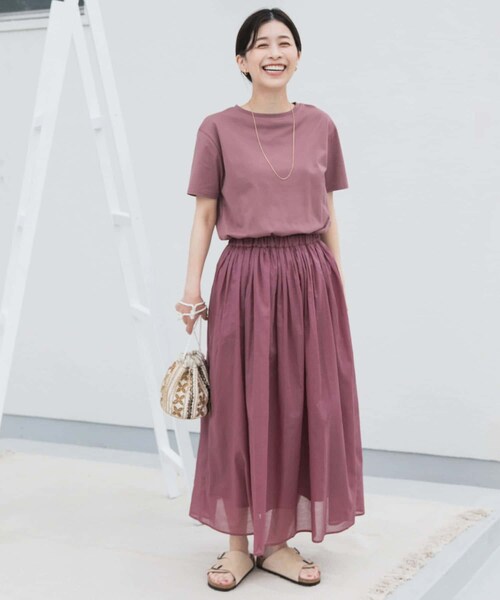 URBAN RESEARCH DOORS(アーバンリサーチドアーズ)の「『UR TECH』ボイルカットドッキングワンピース(ワンピース・レディース・BORDER/PINK/CHARCOAL・M)」の4枚目の写真