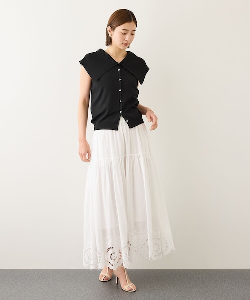 ROPE'(ロペ)の「INDIAコットンボイルシフリー刺繍サークルフレアスカート/セットアップ対応・イージーケア(スカート・レディース・ブラック/ホワイト・F)」の15枚目の写真