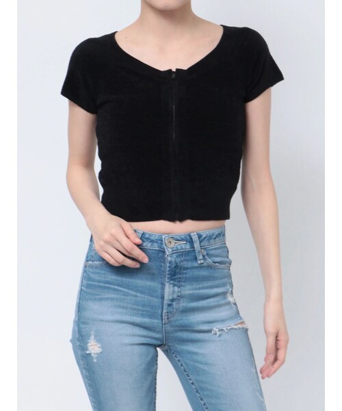 GYDA（ジェイダ）の「Square gydaキャミアンサンブル（ニット/セーター・レディース・オフホワイト/ブラック/ライム/シルバー・F）」の5枚目の写真