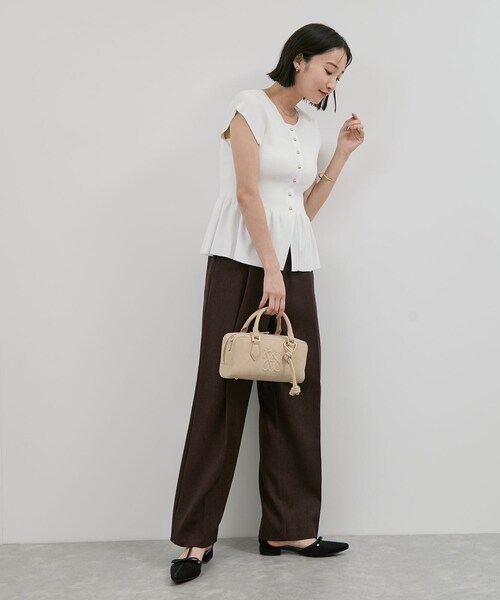 VIS(ビス)の「ロゴスエードミニボストンバッグ/2WAY(ボストンバッグ・レディース・ブラウン/ベージュ系/ピンク・F)」の10枚目の写真