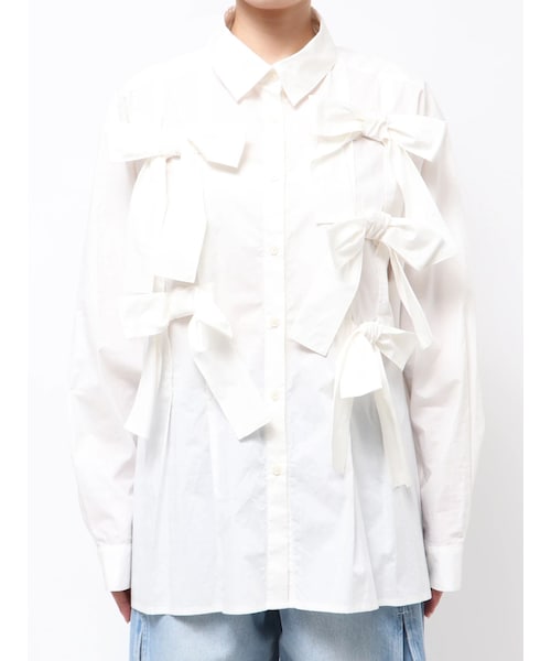 merry jenny（メリージェニー）の「bon bon ribbon shirt（シャツ/ブラウス・レディース・オフホワイト/ブラック/ピンク/ミックス・F）」の2枚目の写真