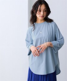 nissen | マルチドライ7分袖カットソー裾ラウンドチュニック(水陸両用・接触冷感・UVカット・吸汗速乾)<大きいサイズ有>(Tシャツ/カットソー)