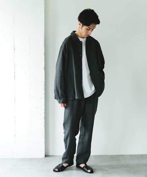 URBAN RESEARCH DOORS(アーバンリサーチドアーズ)の「シルケットリネン シャツジャケット(テーラードジャケット・メンズ・ECRU/BROWN/INK BLACK・M/L)」の22枚目の写真