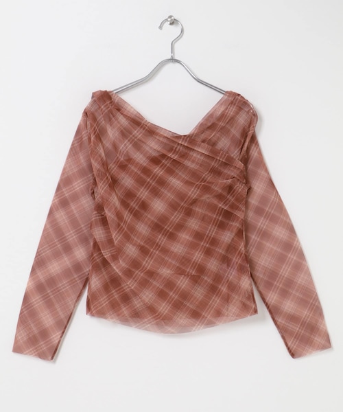 SENSE OF PLACE by URBAN RESEARCH(センスオブプレイスバイアーバンリサーチ)の「チェックシアードレープトップ(その他トップス・レディース・BLACK/BROWN/RED・One)」の3枚目の写真