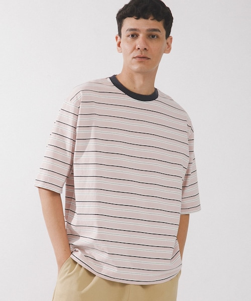 URBAN RESEARCH Sonny Label（アーバンリサーチサニーレーベル）の「マルチボーダーショートスリーブTシャツ（Tシャツ/カットソー・メンズ・ブルー/グリーン/ピンク・M/L）」の3枚目の写真