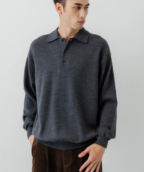 URBAN RESEARCH（アーバンリサーチ）の「CASH FEEL W/MID ニットポロ（ニット/セーター・メンズ・BLACK/CHARCOAL/BROWN・M/L）」の18枚目の写真