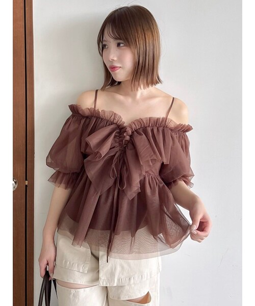 dazzlin（ダズリン）の「スクエアフリルペプラムブラウス（シャツ