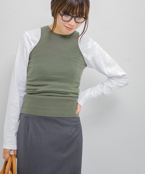 URBAN RESEARCH（アーバンリサーチ）の「w cashmere　knit tank top（タンクトップ・レディース・Khaki/Eggshell・FREE）」の9枚目の写真