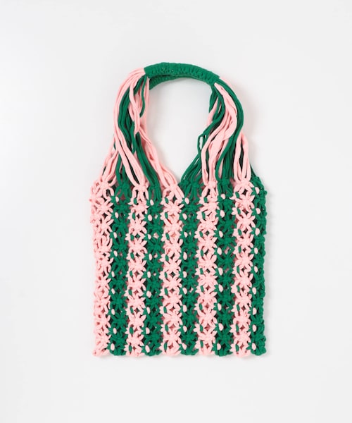 THE GOODLAND MARKET（ザグッドランドマーケット）の「PROJECT 1000　MACRAME NET（ハンドバッグ・レディース・ylw×kha/blu×ivory/pk×grn/red × sax・One）」の3枚目の写真
