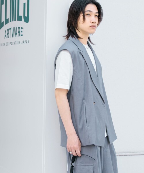 SENSE OF PLACE by URBAN RESEARCH(センスオブプレイスバイアーバンリサーチ)の「『ユニセックス』『セットアップ対応』 サイドスリットテーラードベスト(テーラードジャケット・メンズ・BLACK/GRAY/MINT・M/L)」の16枚目の写真