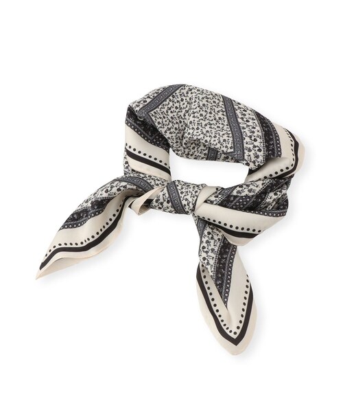 ROPE' PICNIC（ロペピクニック）の「花柄×パターン柄スカーフ 70cm（バンダナ/スカーフ・レディース・ブラック系/ブラウン系・F）」の7枚目の写真