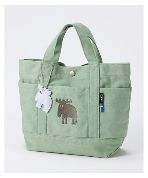 nissen（ニッセン）の「moz（モズ）　多収納ミニキャンバストートバッグ（リフレクター付）（トートバッグ・メンズ・ブラック×ホワイト/ネイビーストライプ(ヒッコリー)/グレー/スモーキーグリーン・Y）」の3枚目の写真